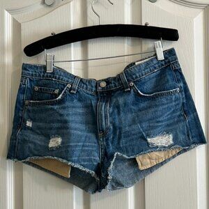 Rag & Bone Cut Off Denim Jean Shorts Distressed Blue (Size 31)